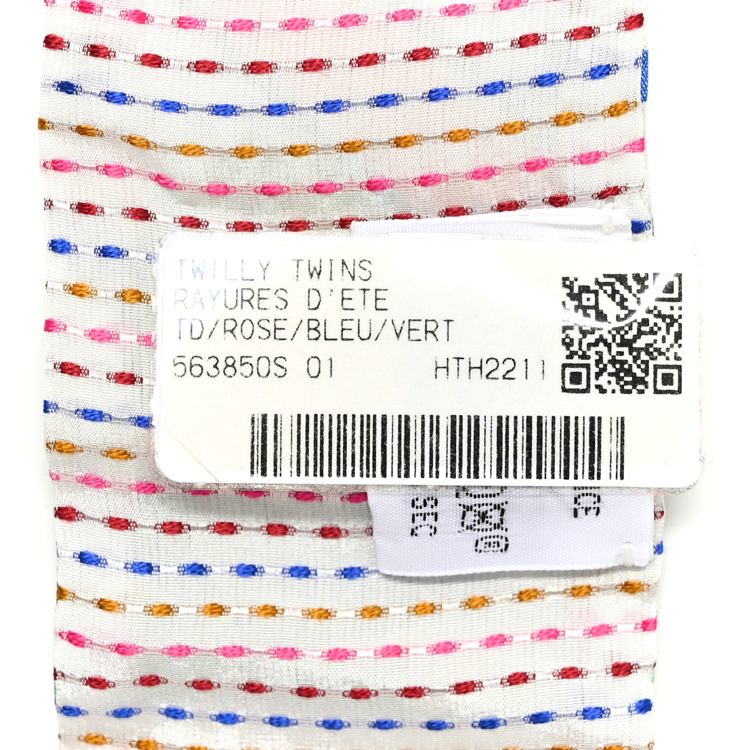 Hermes Silk Pointille Rayures d'Ete Twilly Twins Rose Bleu Vert 3 of 4