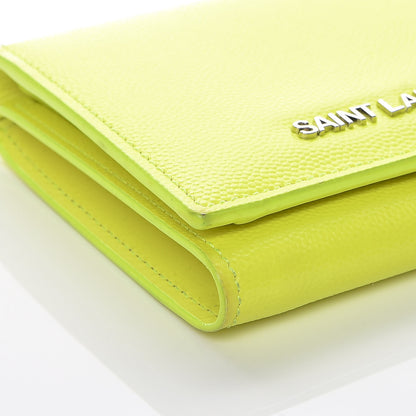 Saint Laurent Grain De Poudre Letters Compact Wallet Fluo Yellow 10 of 14