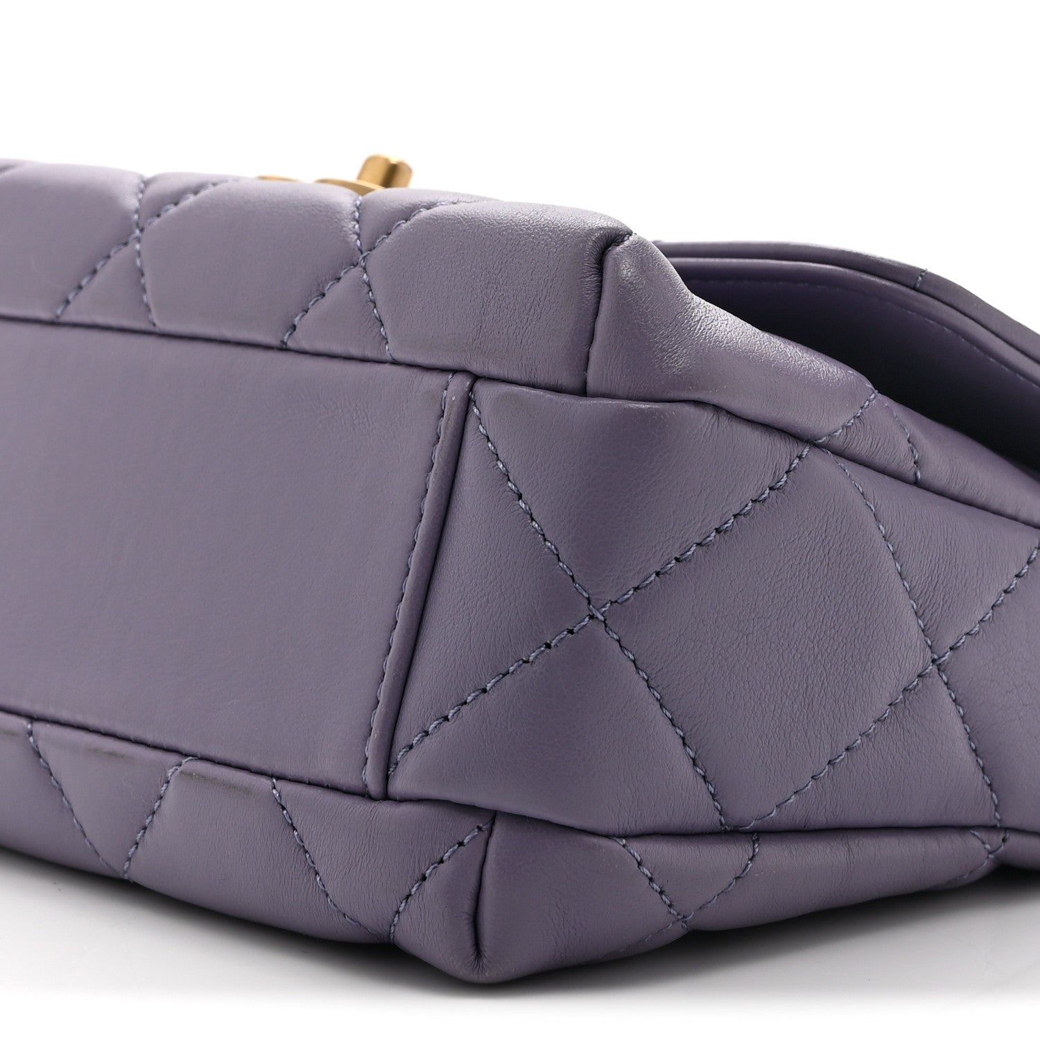 Chanel Shiny Lambskin Quilted Mini Pearl Logo Flap Light Purple 10 of 10