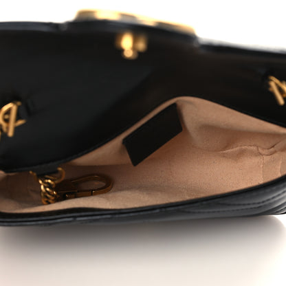Gucci Calfskin Matelasse Super Mini GG Marmont Shoulder Bag Black 5 of 7