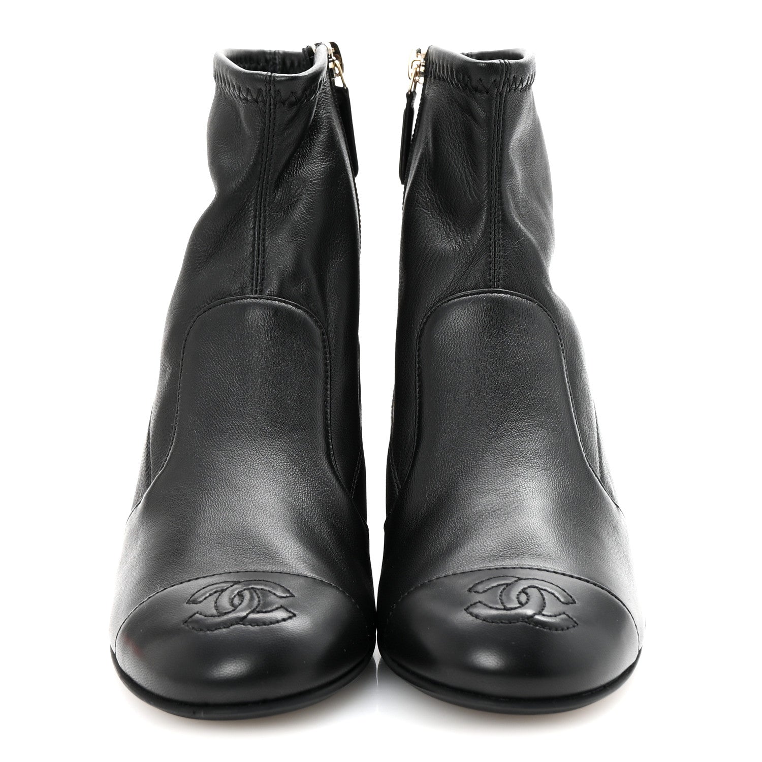 Chanel Stretch Lambskin Cap Toe CC Short Boots 35 Black 3 of 9