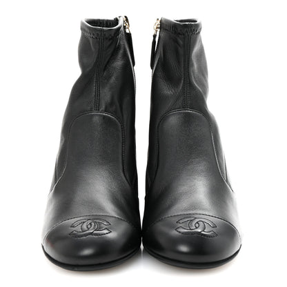 Chanel Stretch Lambskin Cap Toe CC Short Boots 35 Black 3 of 9