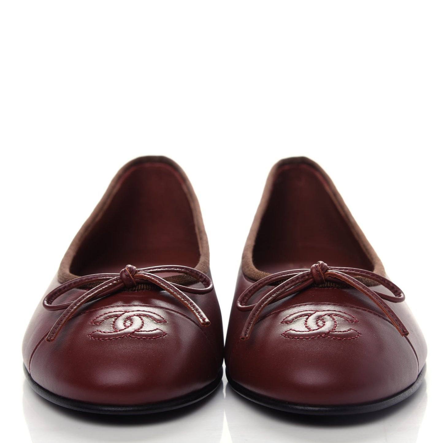 Lambskin Cap Toe CC Ballerina Flats 37 Burgundy