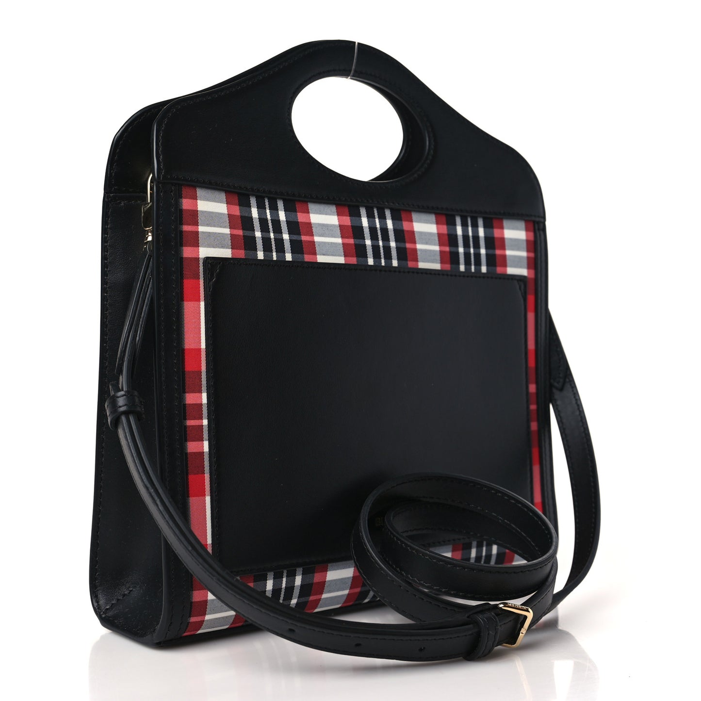 Calfskin Nylon Tartan Mini Pocket Bag Bright Red