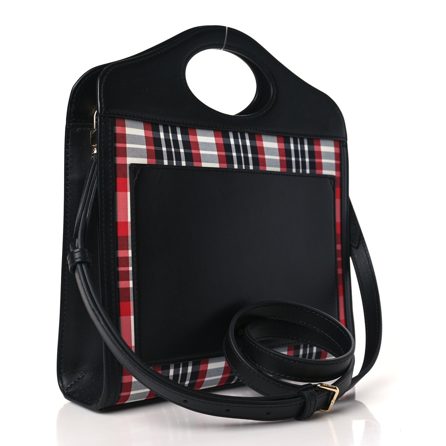 Burberry Calfskin Nylon Tartan Mini Pocket Bag Bright Red 3 of 8