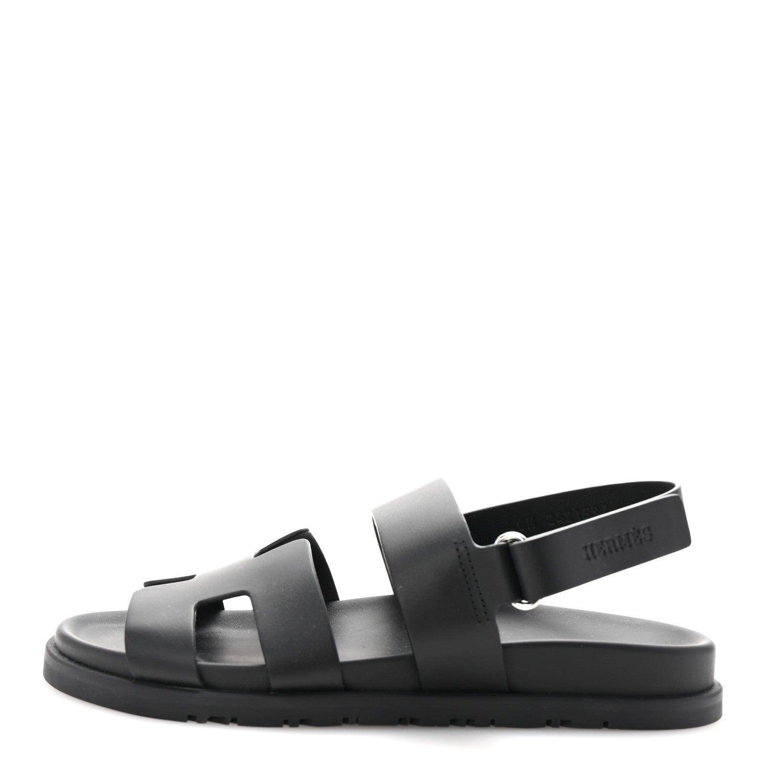 Hermes Calfskin Womens Genius Sandals 38.5 Black 1 of 10