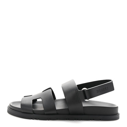 Hermes Calfskin Womens Genius Sandals 38.5 Black 1 of 10