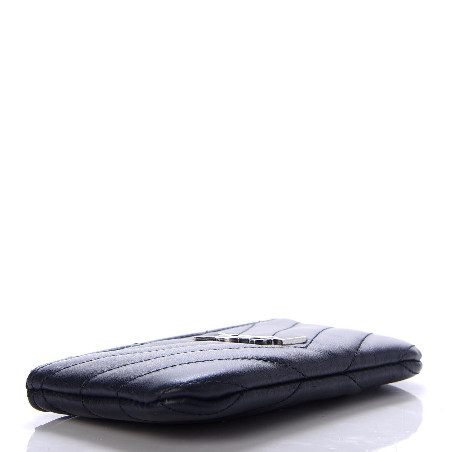 Calfskin Matelasse Monogram Key Pouch Deep Marine