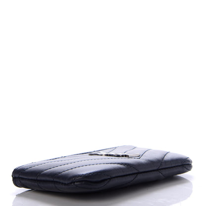 Saint Laurent Calfskin Matelasse Monogram Key Pouch Deep Marine 4 of 7