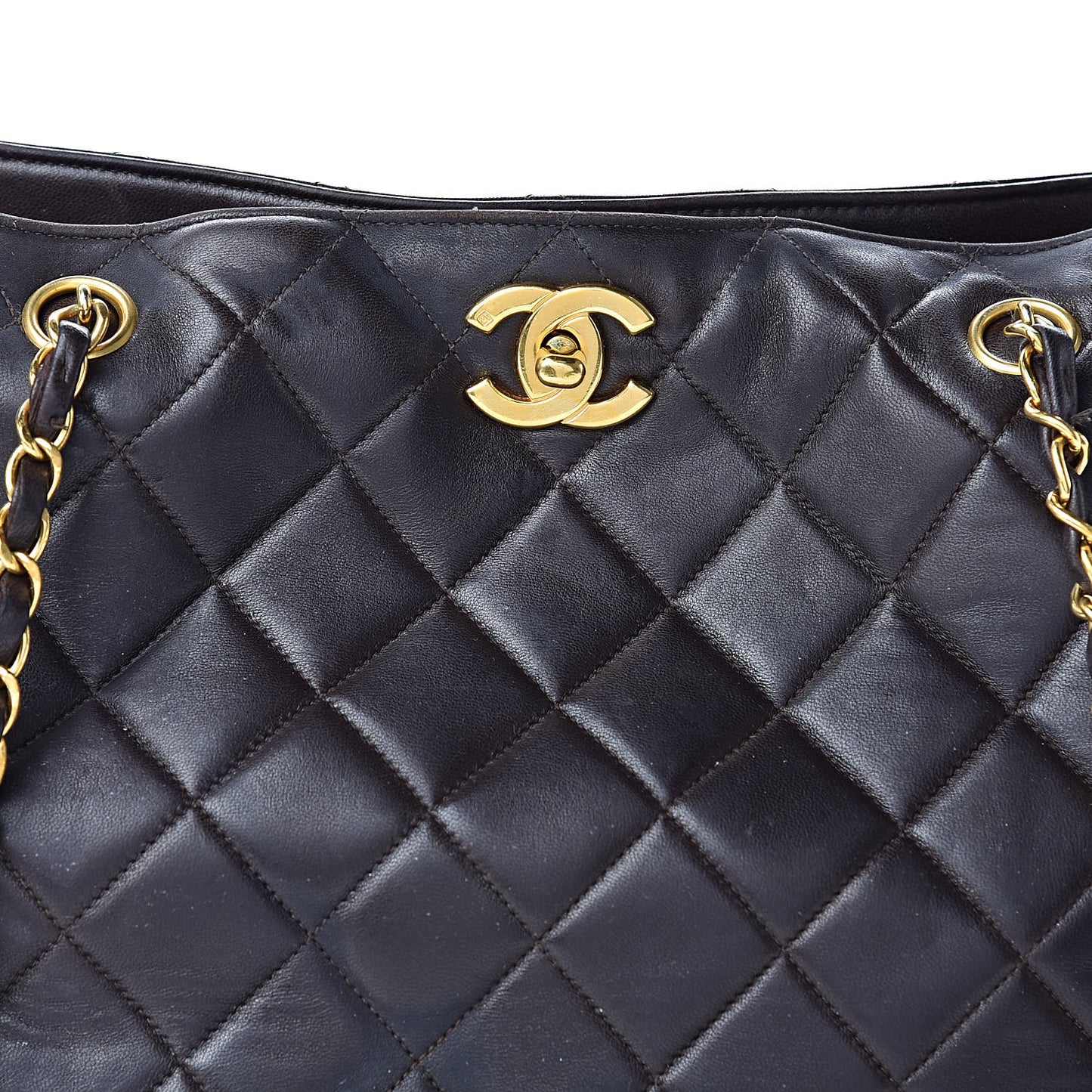 Lambskin Quilted Tote Brown