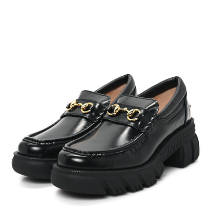 Gucci Magnum Calfskin Nappa Samoa Womens Horsebit Platform Chunky Lug Sole 40mm Loafers 41 Black 4 of 11