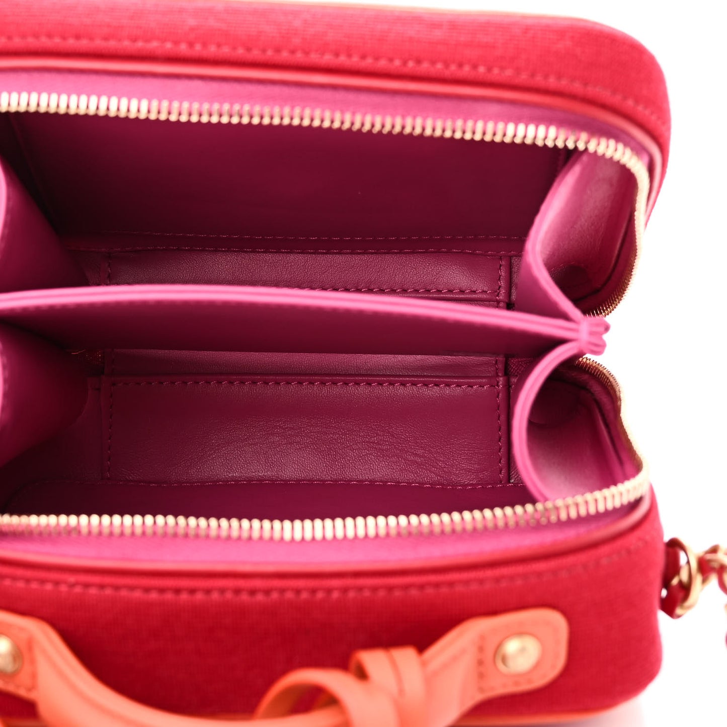 Jersey Quilted Small CC Filigree Vanity Case Pink Red Orange