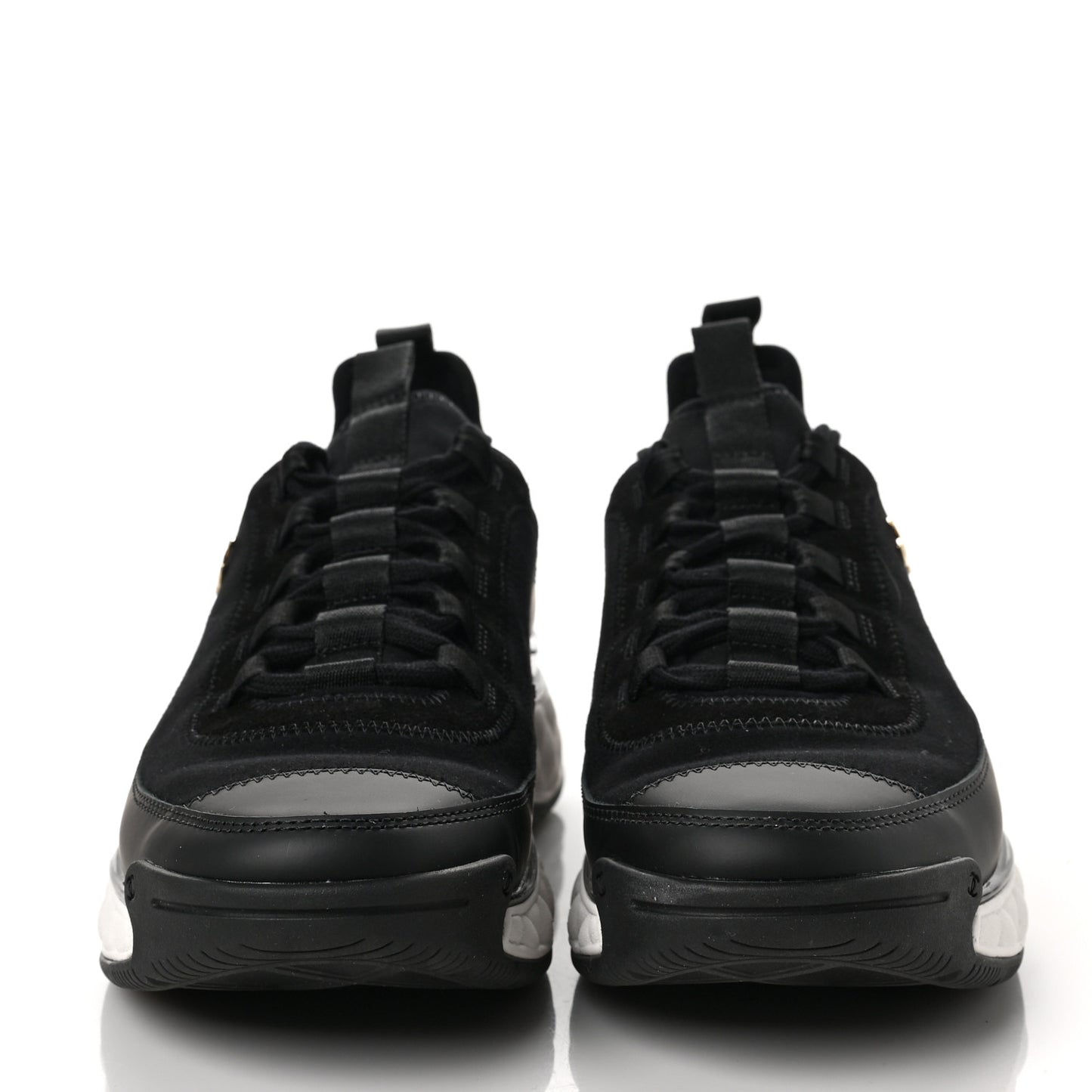 Velvet Calfskin Mixed Fibers CC Sneakers 38.5 Black