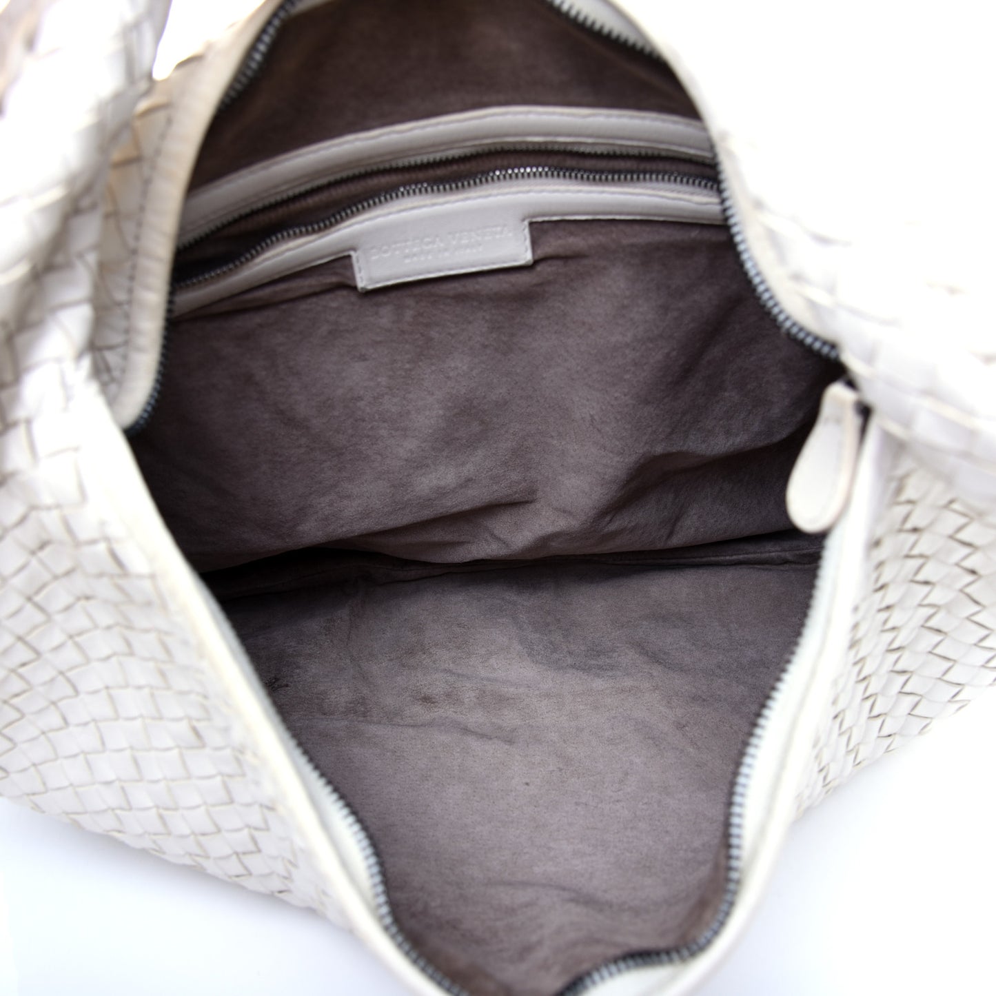 Nappa Intrecciato Large Veneta Hobo White