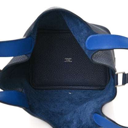 Hermes Taurillon Clemence Eclat Picotin Lock 18 PM Bleu Nuit Bleu Zellige 5 of 10