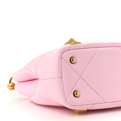 Valentino Garavani Nappa Mini Roman Stud The Handle Bag Pink Borealis 8 of 9