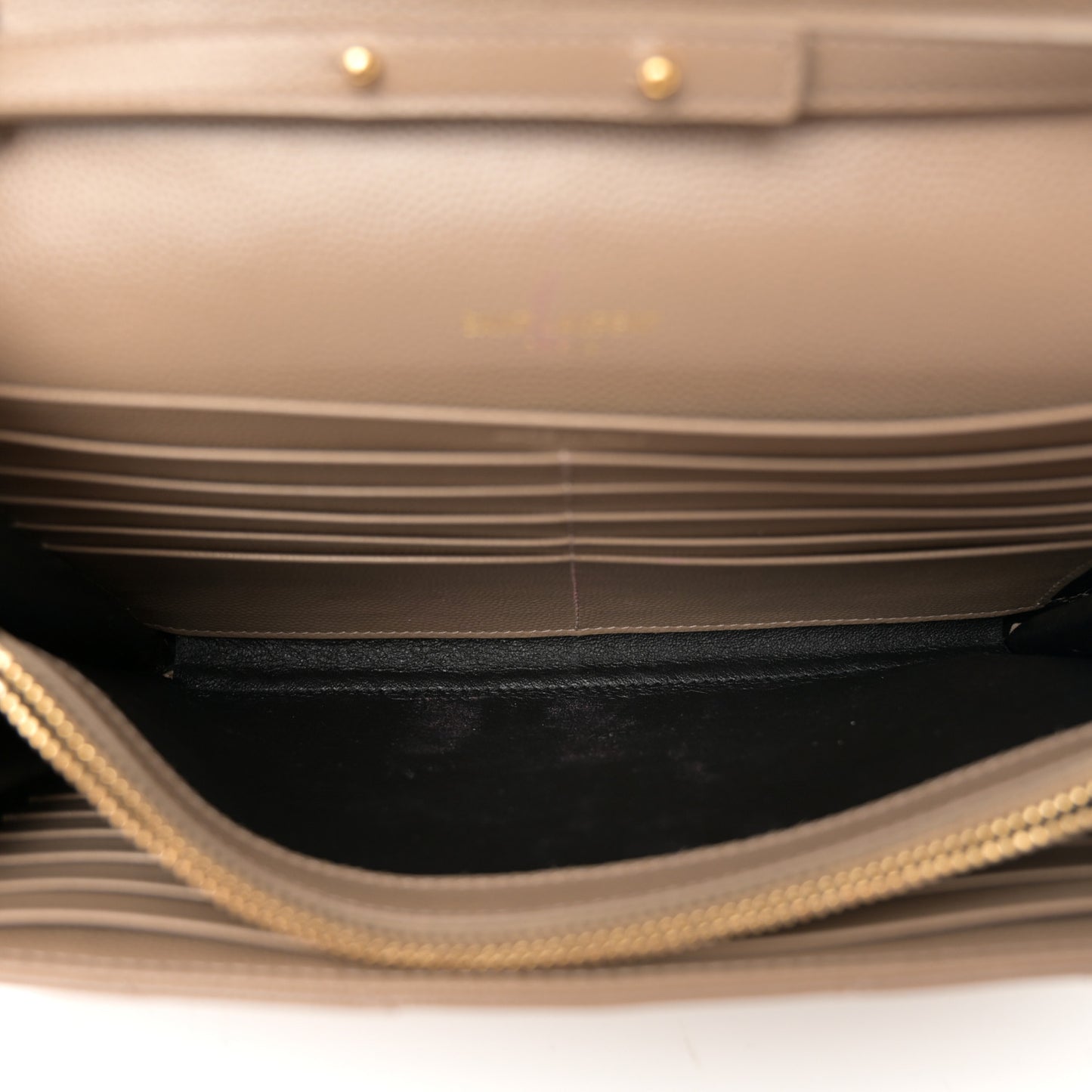 Grain De Poudre Matelasse Chevron Monogram Chain Wallet Taupe