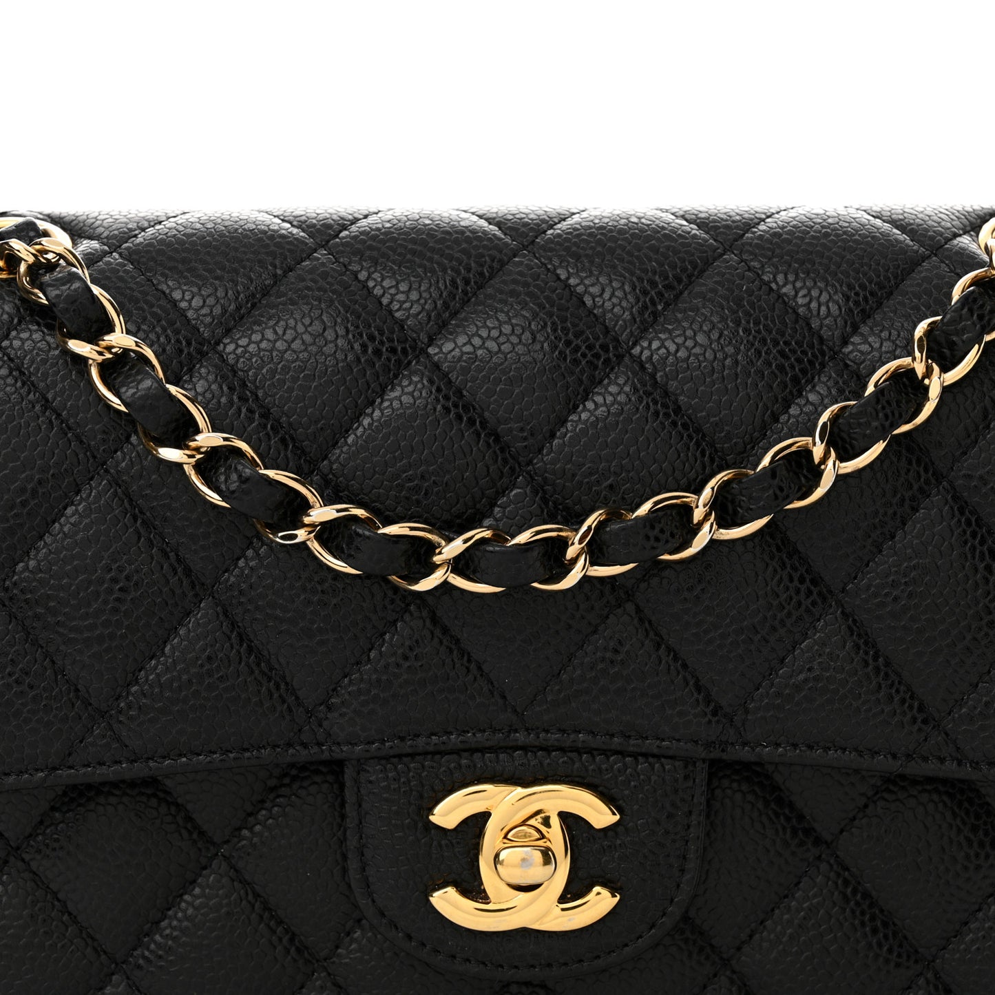 Caviar Quilted Small Double Flap Black