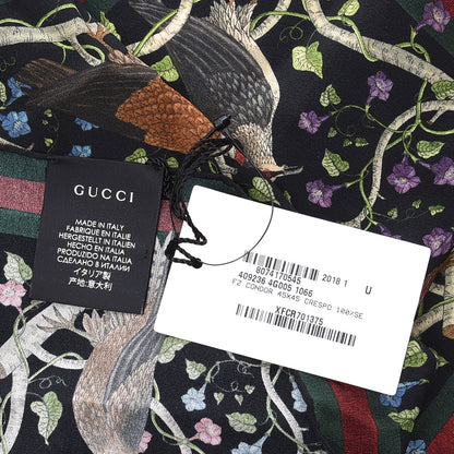 Gucci Silk Floral Condor Square Handkerchief Black 5 of 5