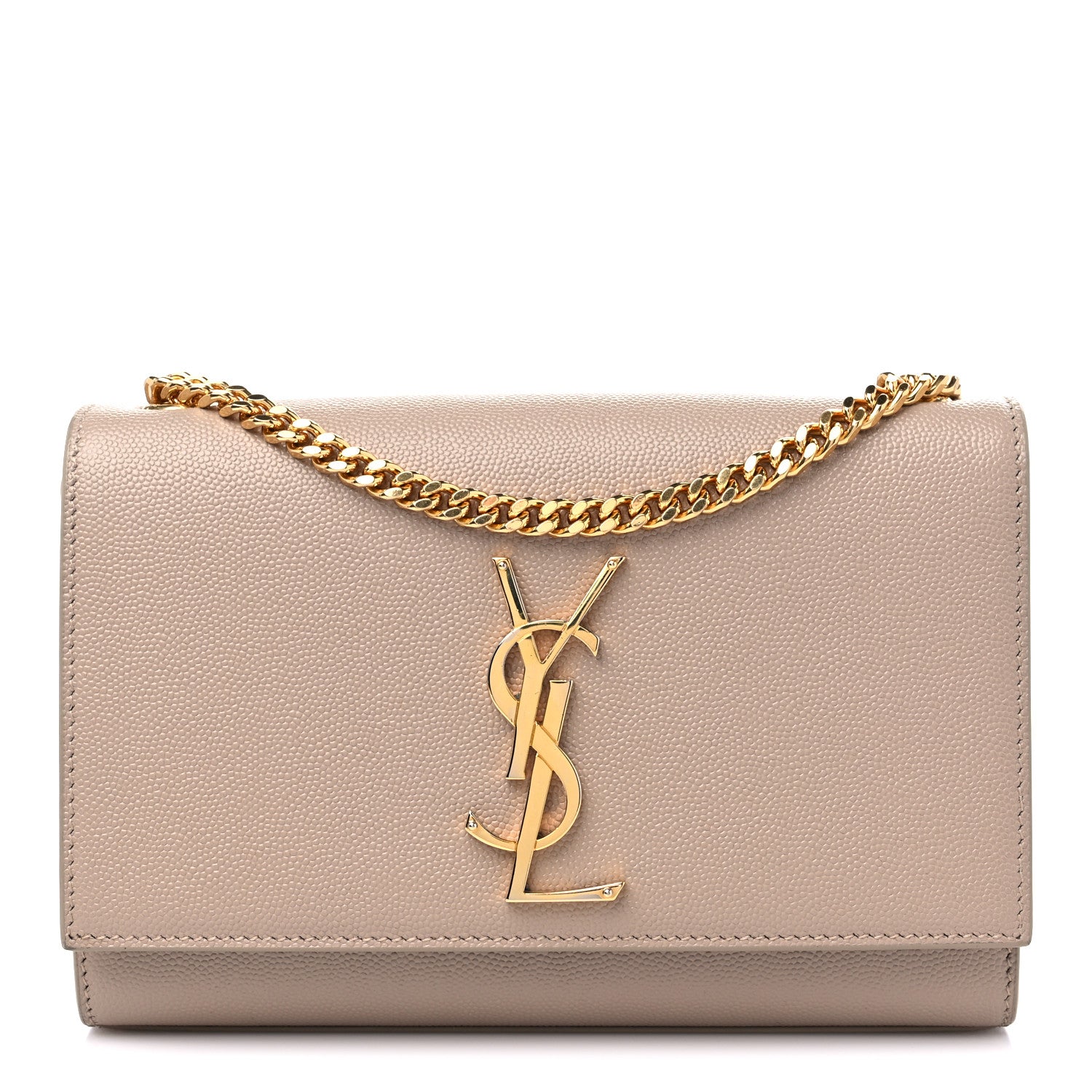Saint Laurent Grain De Poudre Small Monogram Kate Satchel Dark Beige 1 of 11