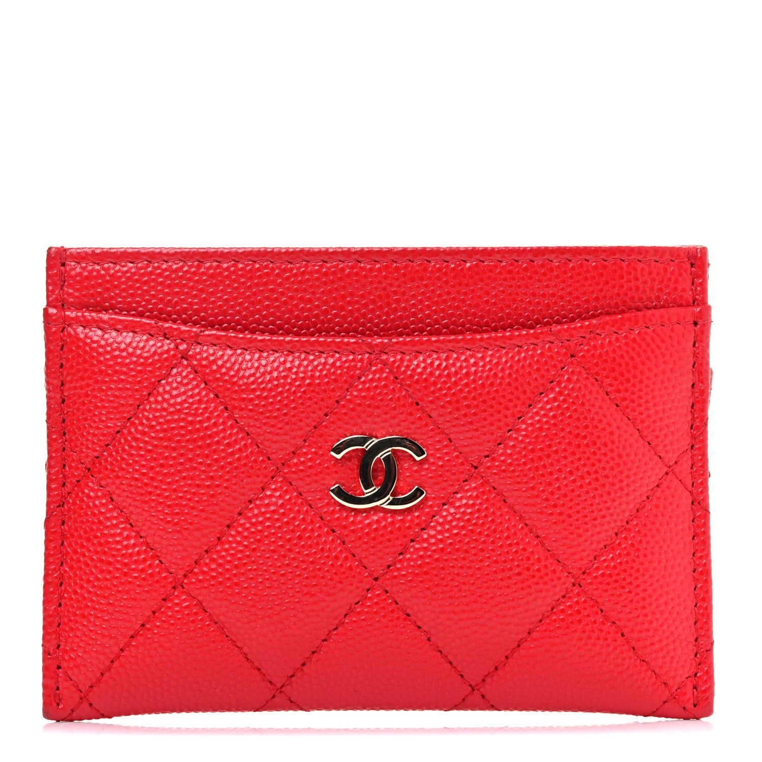 Chanel Caviar Quilted Card Holder Red 1 of 5