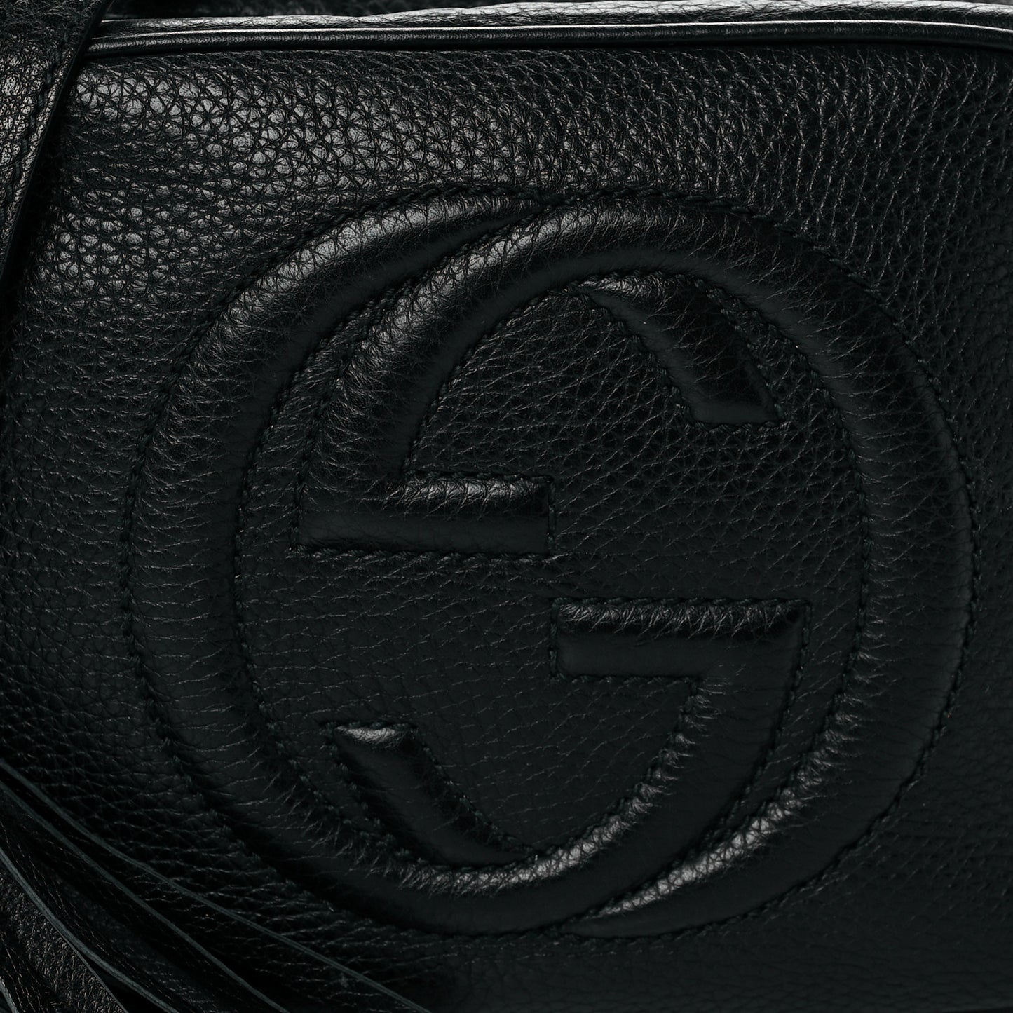 Pebbled Calfskin Small Soho Disco Bag Black