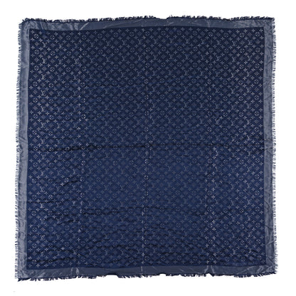 Louis Vuitton Silk Wool Monogram Shawl Night Blue 1 of 3
