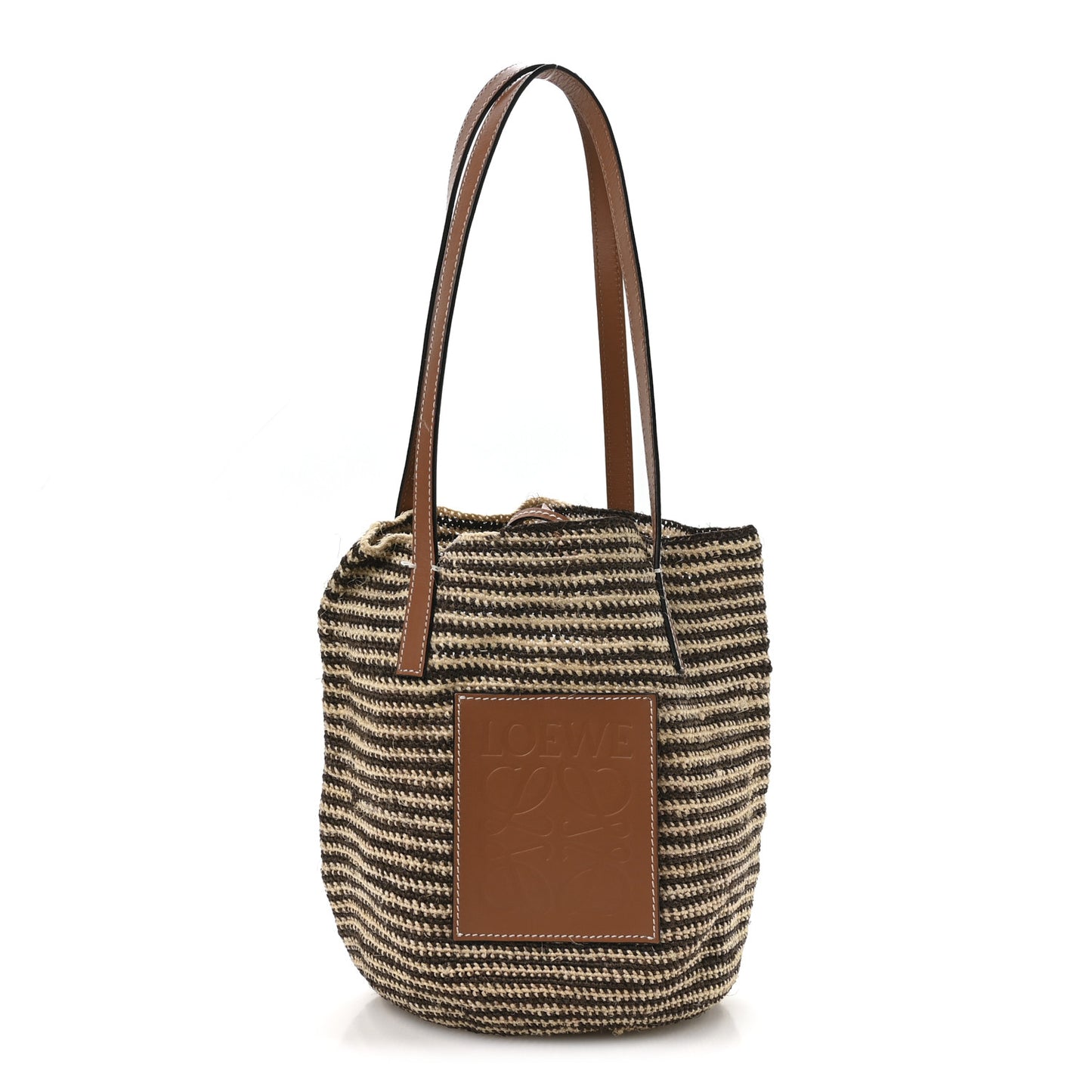 Paula's Ibiza Raffia Striped Round Basket Bag Natural Tan Multicolor