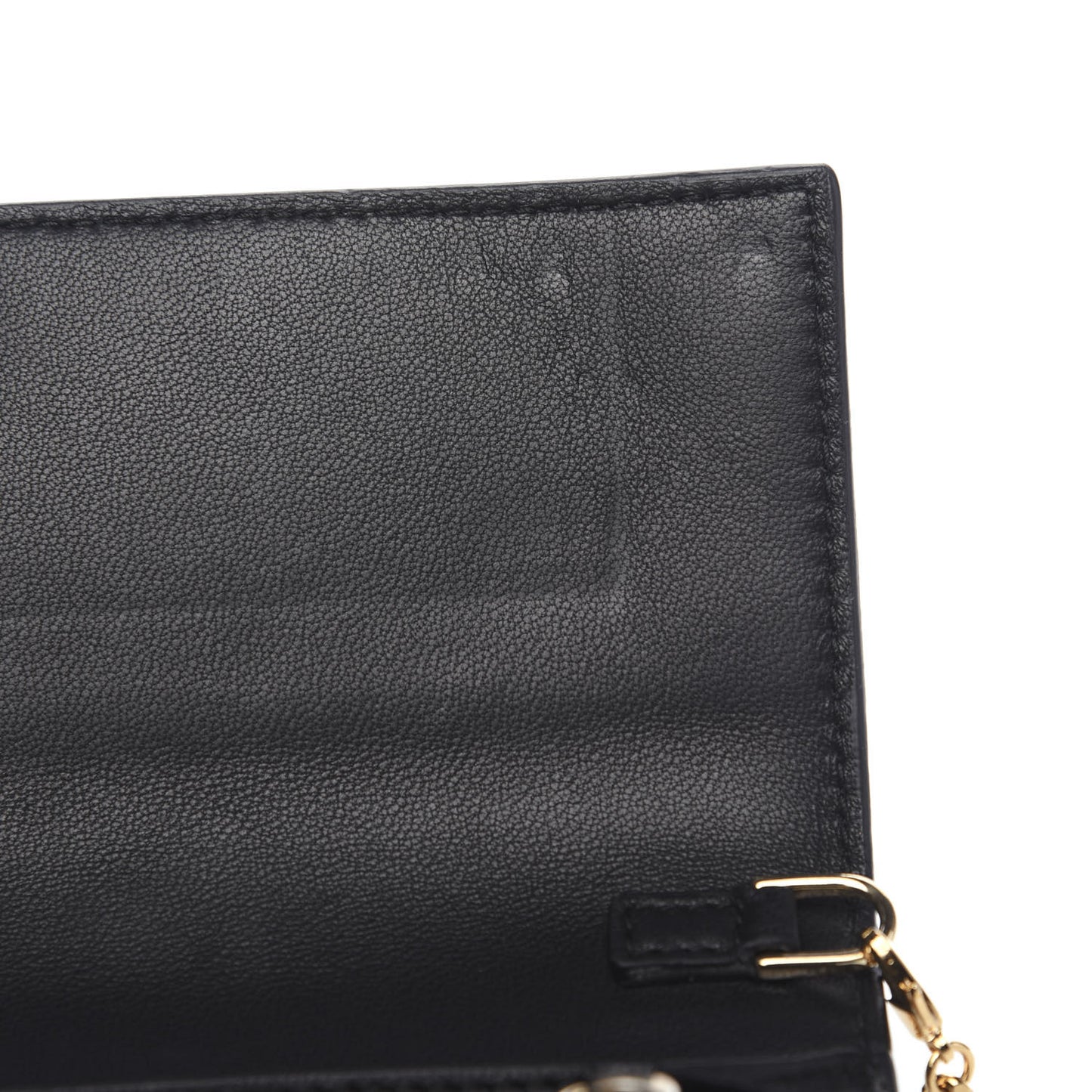 Calfskin Studded Skull Wallet on Chain Black