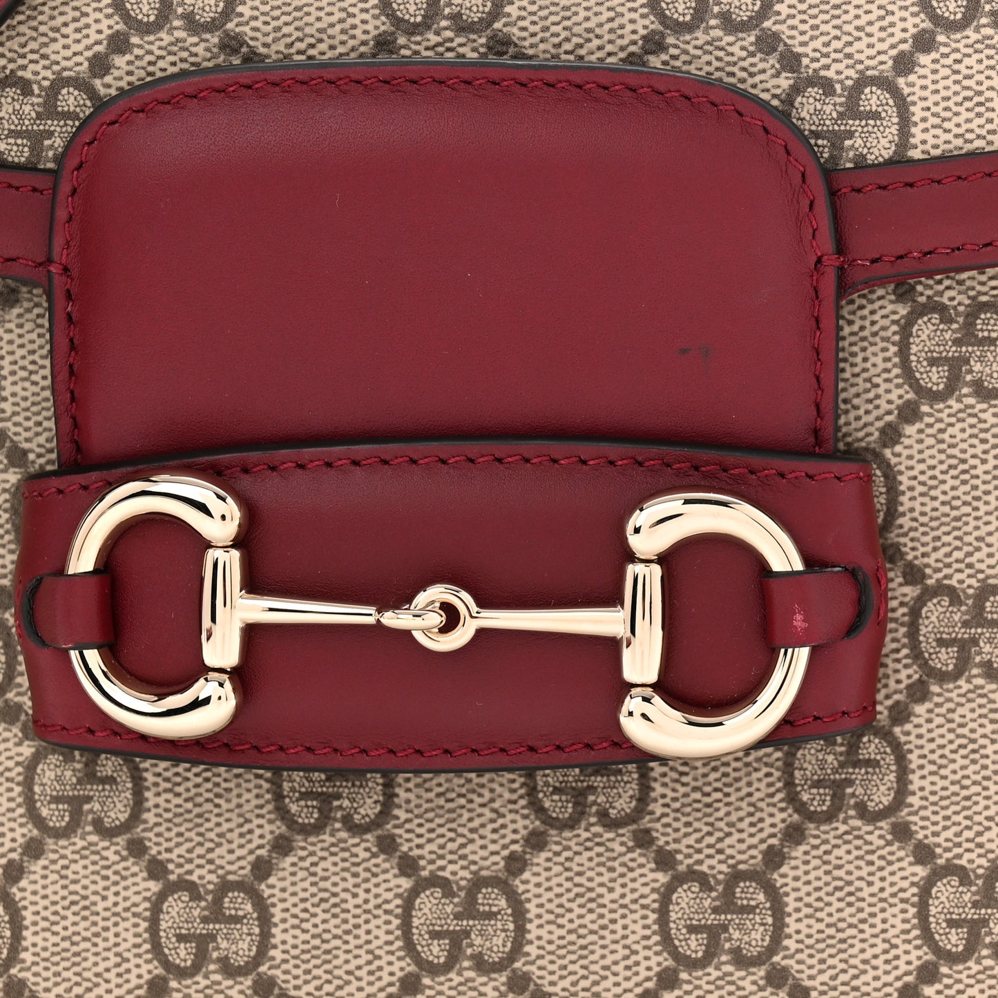 GG Supreme Monogram Horsebit 1955 Soft Small Shoulder Bag Beige Ebony Rosso Ancora