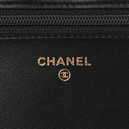 Chanel Lambskin Quilted CC Pearl Crush Wallet on Chain WOC Black 6 of 10