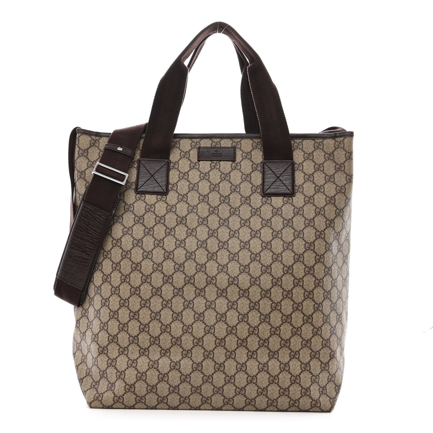 Soft GG Supreme Monogram Web Handle Vertical Tote Dark Brown