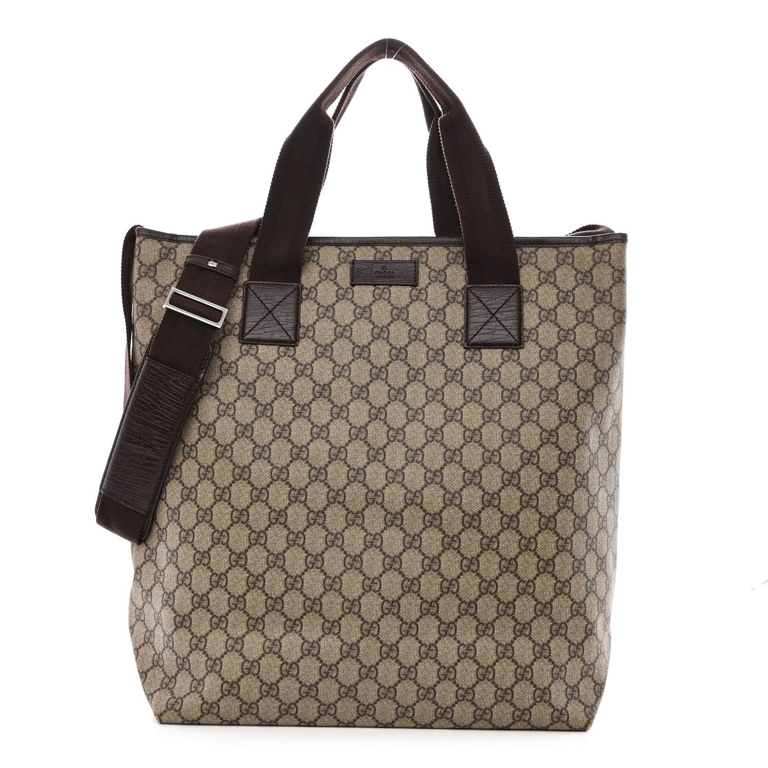 Gucci Soft GG Supreme Monogram Web Handle Vertical Tote Dark Brown 1 of 10