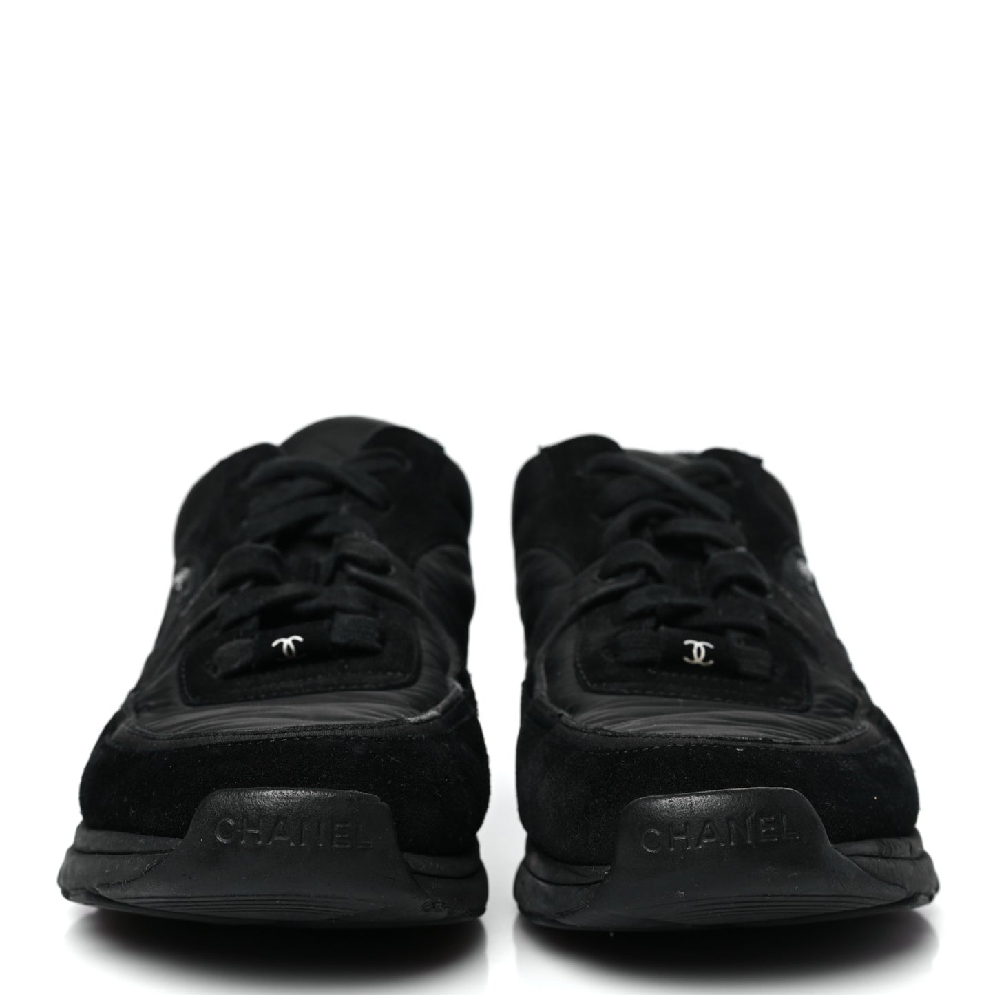 Fabric Calfskin Suede CC Sneakers  37.5 Black