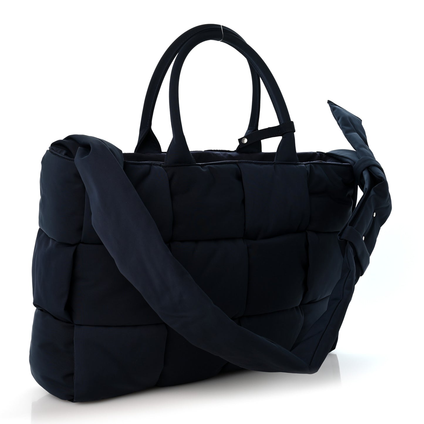 Nylon Intrecciato Padded Tech Maxi Large Arco Tote Navy Blue
