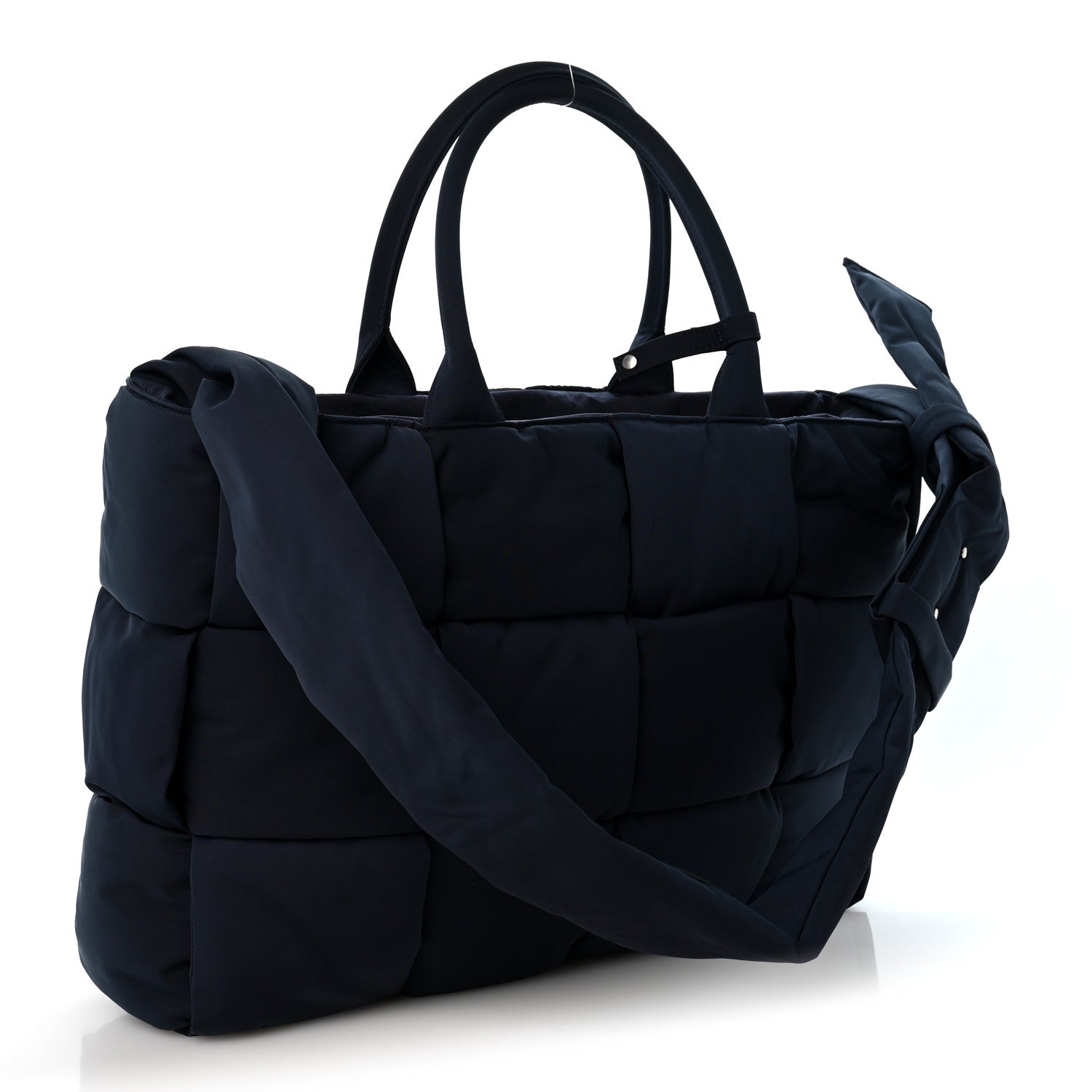 Bottega Veneta Nylon Intrecciato Padded Tech Maxi Large Arco Tote Navy Blue 3 of 9