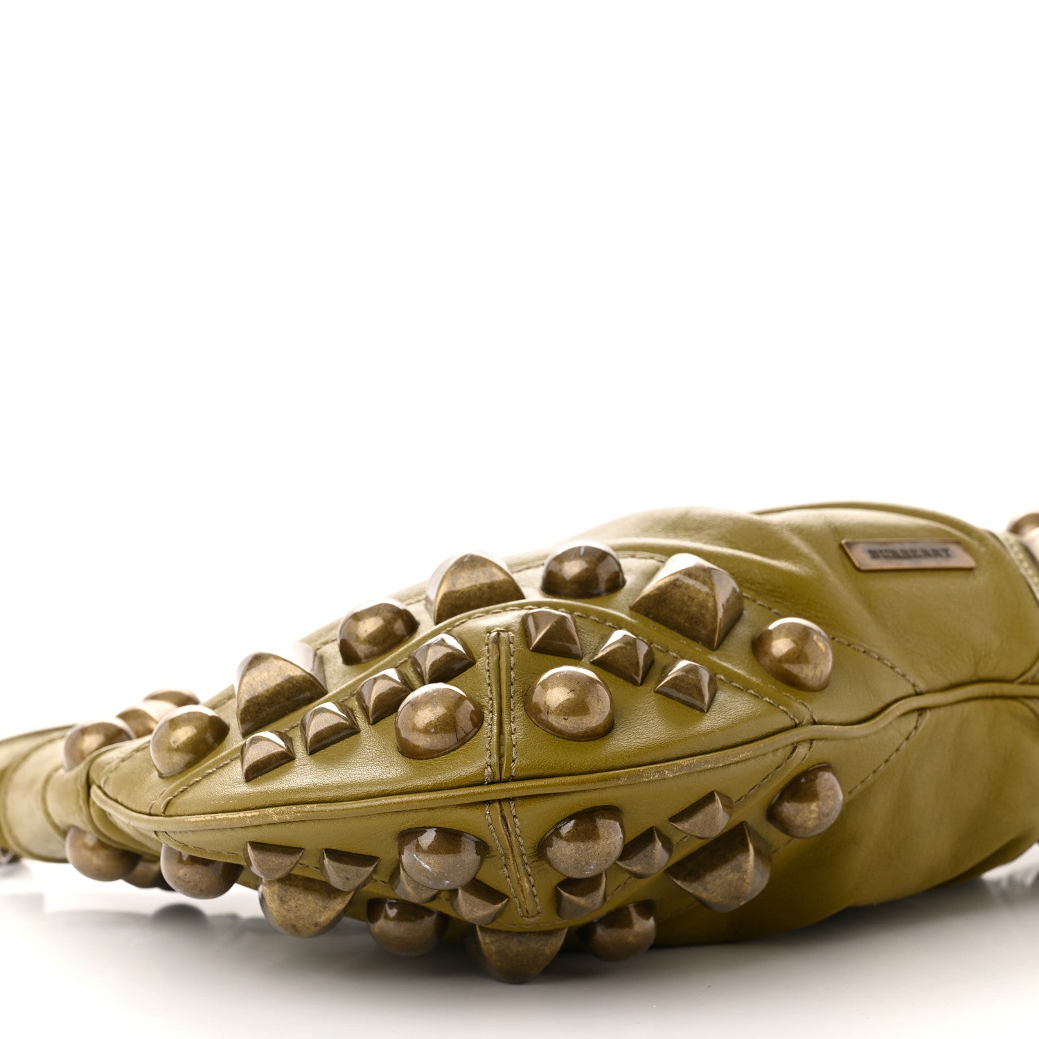 Burberry Calfskin Studded Alverton Hobo Green 10 of 16