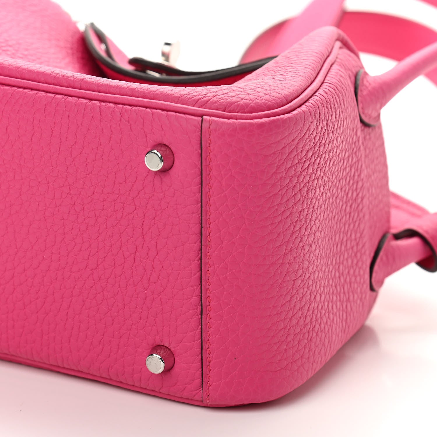 Hermes Taurillon Clemence Mini Lindy 20 Rose Shocking 9 of 9