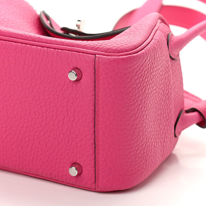 Hermes Taurillon Clemence Mini Lindy 20 Rose Shocking 9 of 9