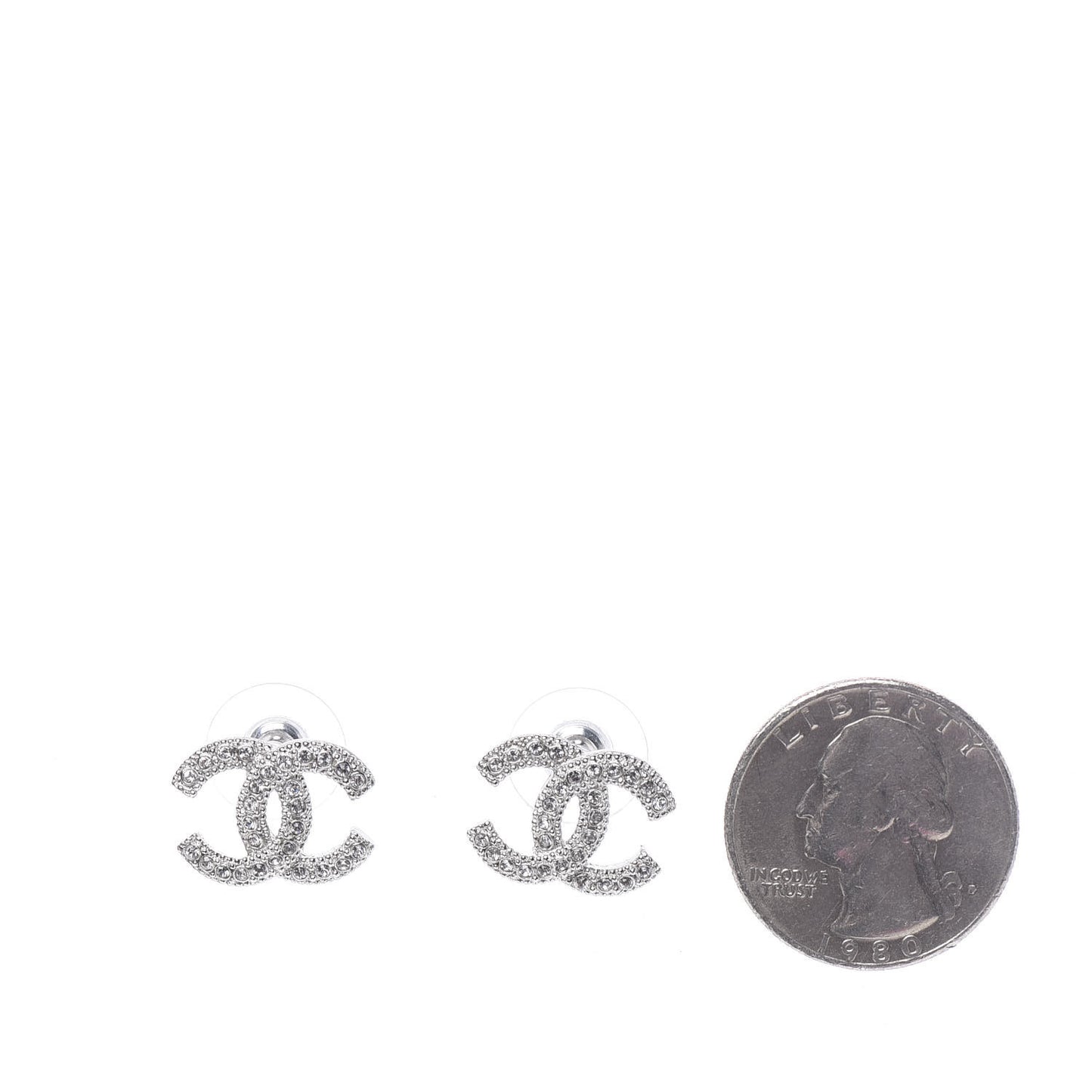 Crystal CC Earrings Silver