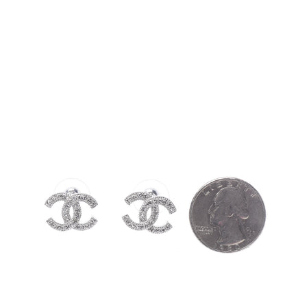 Chanel Crystal CC Earrings Silver 2 of 5
