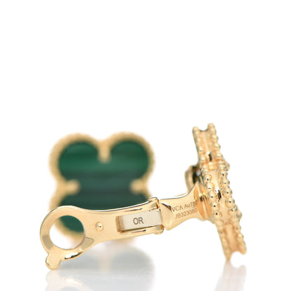 Van Cleef & Arpels 18K Yellow Gold Malachite Vintage Alhambra Earrings 3 of 5
