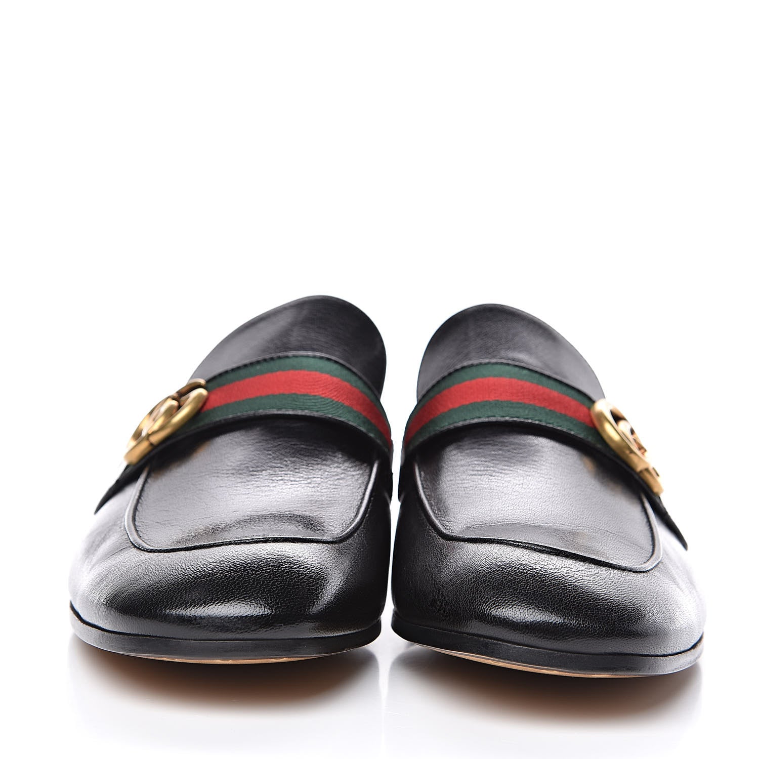 Gucci Goatskin Web Mens GG Loafers 10 Black 2 of 9