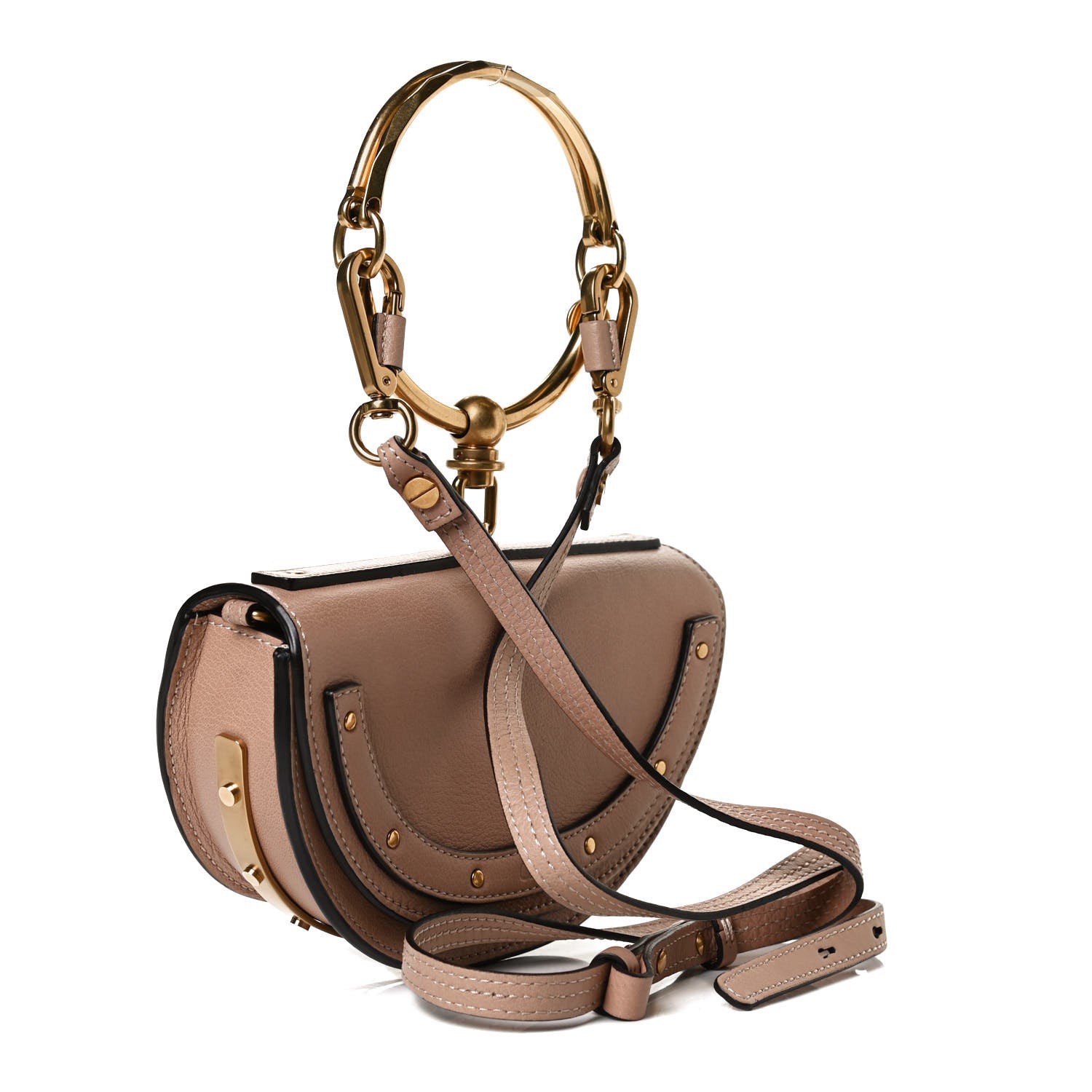 Chloe Calfskin Small Nile Bracelet Minaudiere Bag Biscotti Beige 3 of 12
