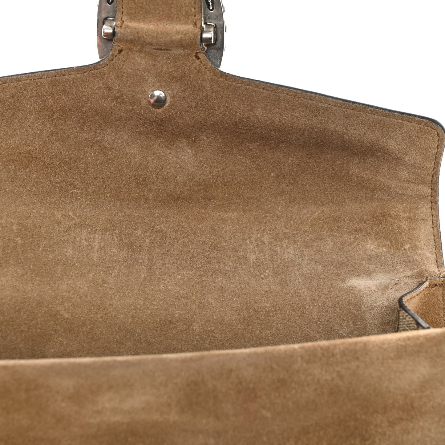 GG Supreme Monogram Suede Crystal Small Dionysus Shoulder Bag Beige Ebony Taupe