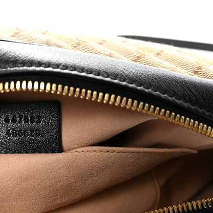Gucci Monogram Matelasse Diagonal Small GG Marmont Chain Shoulder Bag Beige Black 7 of 10