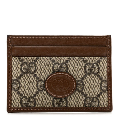 Gucci GG Supreme Monogram Azalea Calfskin Retro Interlocking G Card Holder Beige Ebony Brown Sugar 1 of 6