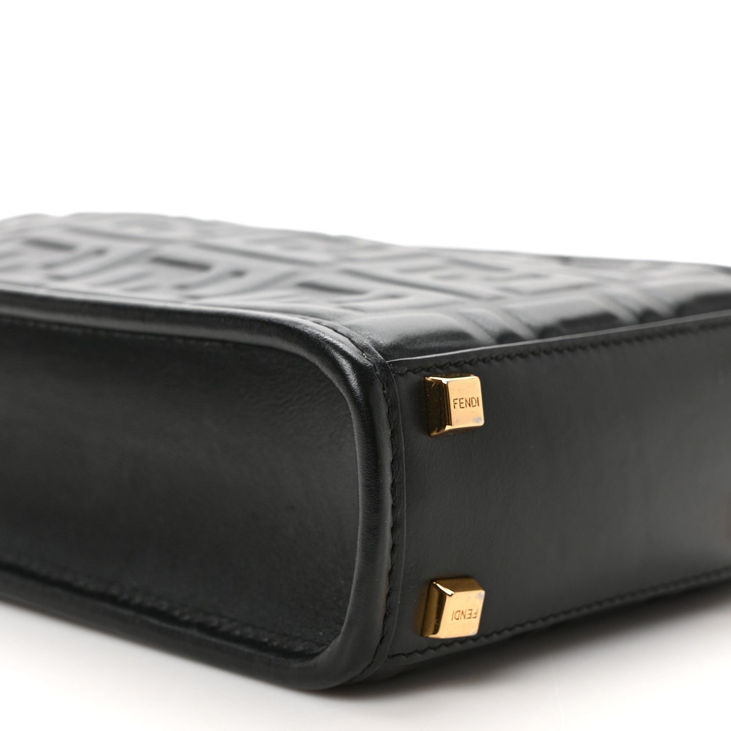Vitello Plexiglass FF Embossed Mini Fendi Sunshine Shopper Tote Black