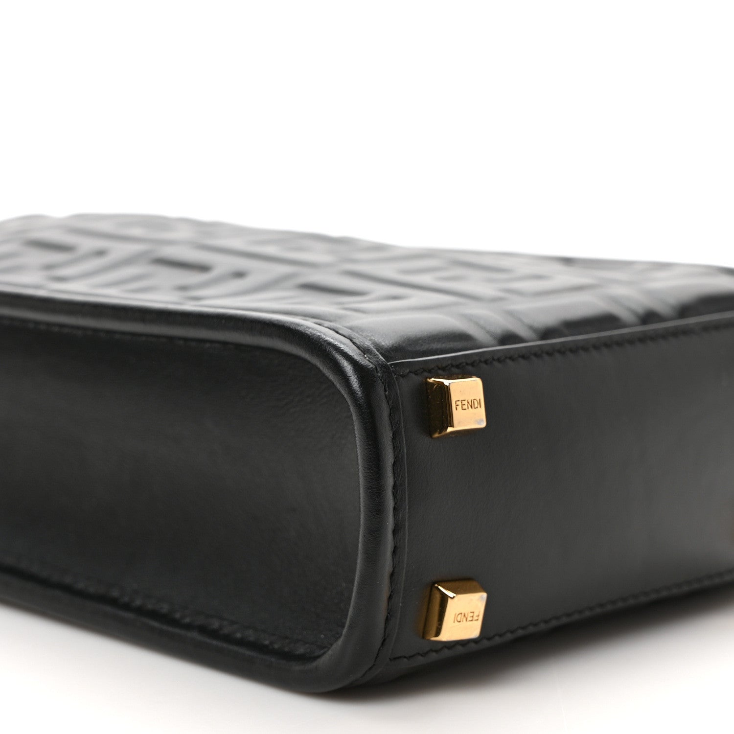 Fendi Vitello Plexiglass FF Embossed Mini Fendi Sunshine Shopper Tote Black 8 of 9