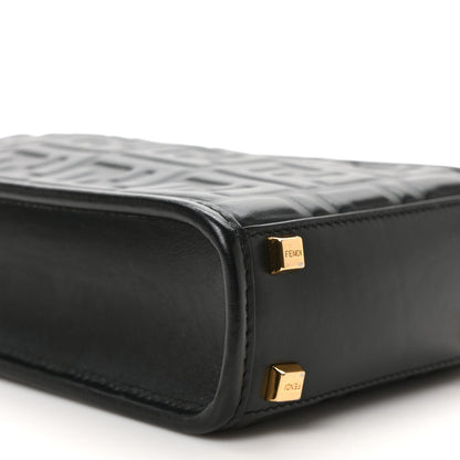 Fendi Vitello Plexiglass FF Embossed Mini Fendi Sunshine Shopper Tote Black 8 of 9